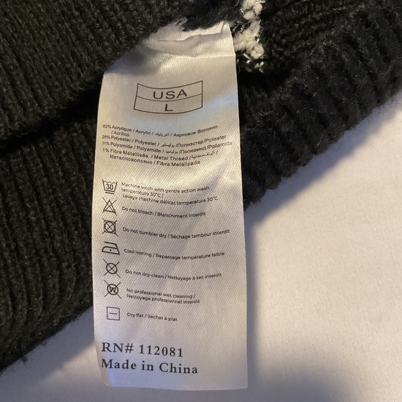 Mik Mesh adorable black and white cable knit mock turtleneck 1/4 zip Size L - Picture 6 of 7